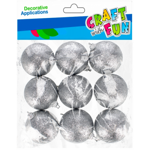 Globuri brad Craciun Craft with Fun 521635, argintiu, 5 cm, set 9 buc
