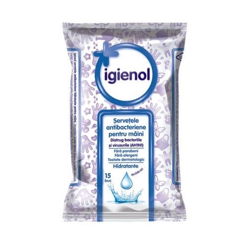 Igienol Servetele antibacteriene pentru maini 15 buc. Produs igiena personala
