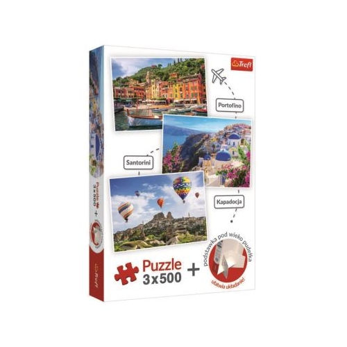 Puzzle, Portofino, Santorini, Cappadocia, 3x500 piese
