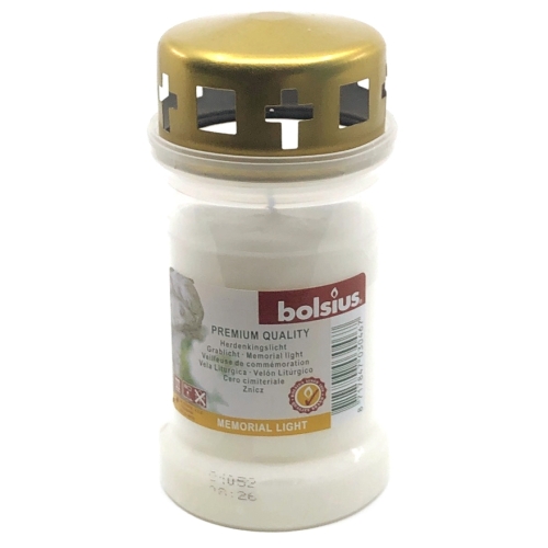 Candela din plastic cu capac Nr.1, Alba, Bolsius