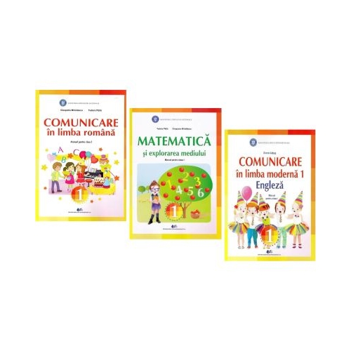 Pachet Manuale matematica si explorarea mediului plus Comunicare in limba Romana si Engleza clasa 1 - Cleopatra Mihailescu, Diana Latug