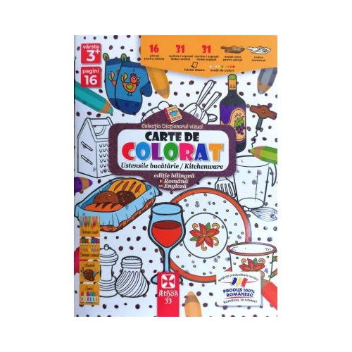 Carte de colorat ustensile bucatarie  kitchenware