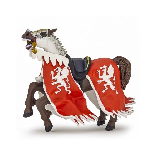 Figurina Papo calul regelui cu blazon dragon rosu