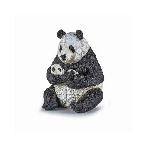 Figurina urs panda sezand cu pui in brate Papo