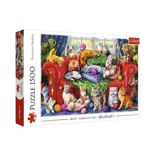 Puzzle 1500 piese Pisicute pe canapea Trefl
