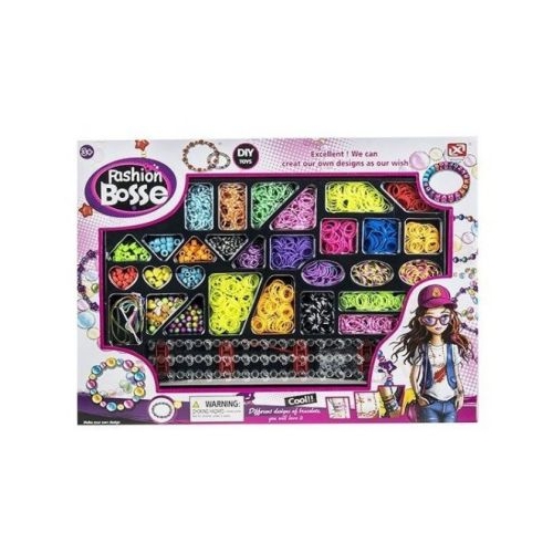 Set creativ cu accesorii pentru realizarea bratarilor din elastic multicolor