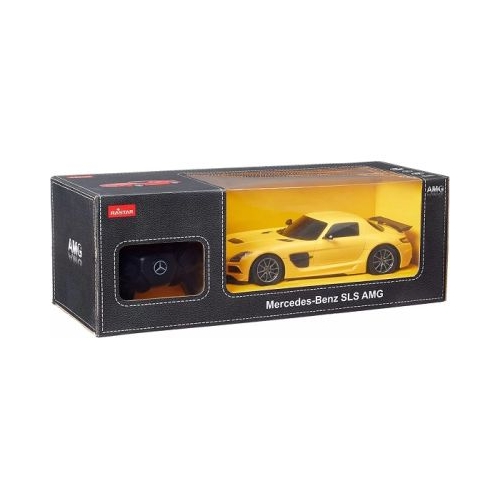 Masina cu telecomanda Mercedes-Benz SLS AMG galben scara 1 18 Rastar