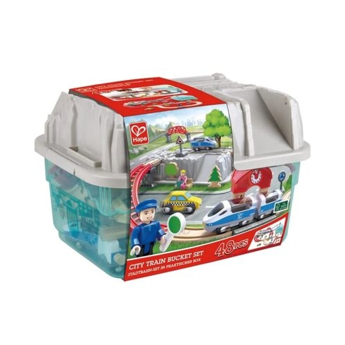 Set Trenulet cu cutie de depozitare Hape