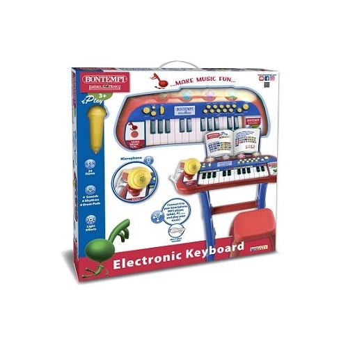 Orga electronica rosie cu scaun si microfon Bontempi