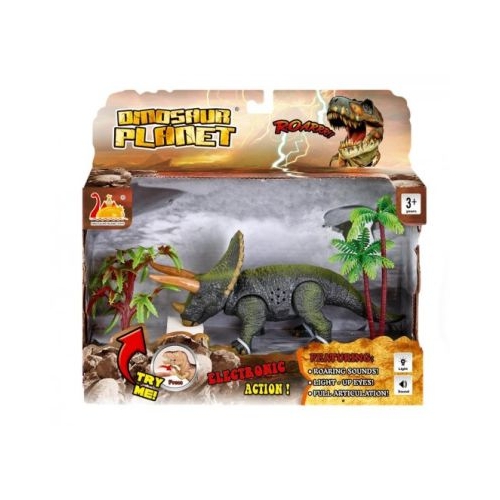 Dinozaur cu lumini si sunete Triceratops 23 cm