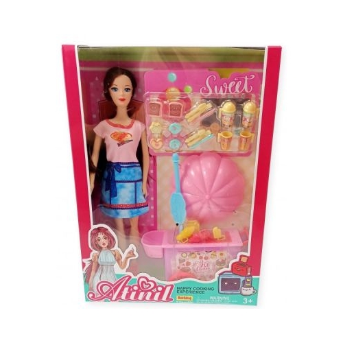 Papusa Atinil cu masina de inghetata