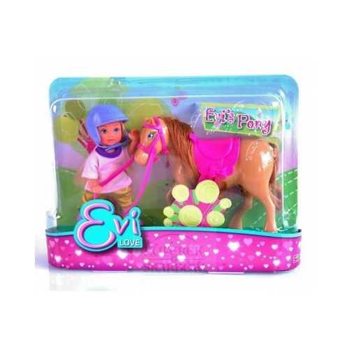 Set Papusica Evi cu calut maro deschis