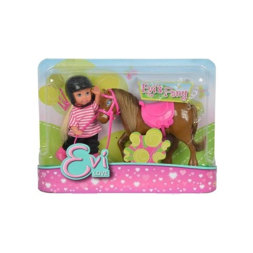 Set Papusica Evi cu calut maro inchis