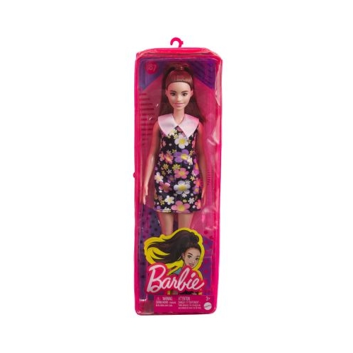 Papusa Barbie Fashionista satena cu rochie cu imprimeu floral