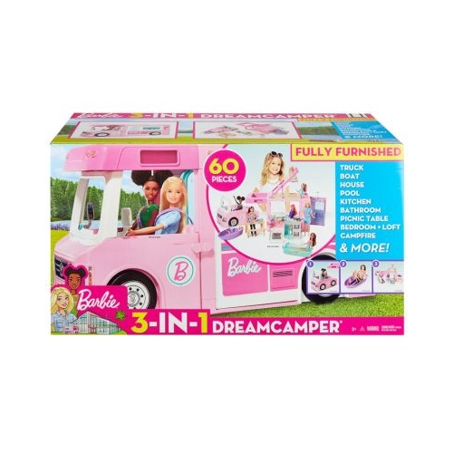 Barbie 3in1 rulota de vis super accesorizata cu 60 de piese