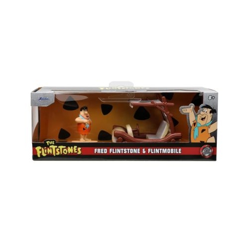 Set masinuta metalica flintmobilul scara 1 32 si figurina fred flintstone jada