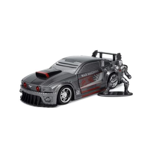 Masinuta marvel metalica ford mustang scara 1 32 si figurina metalica war machine jada