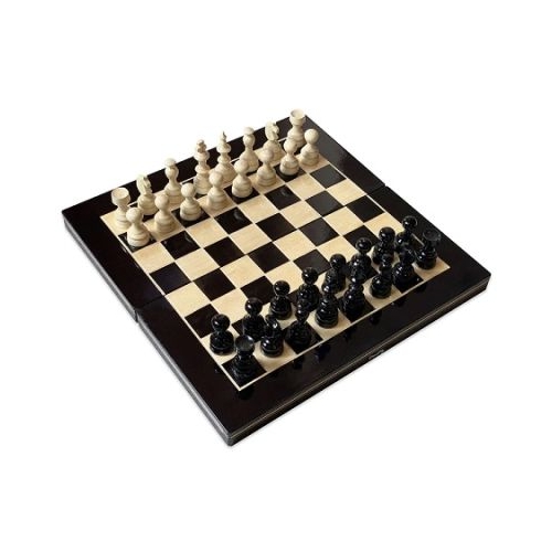 Joc Sah si Table din lemn alb-negru Ludicus