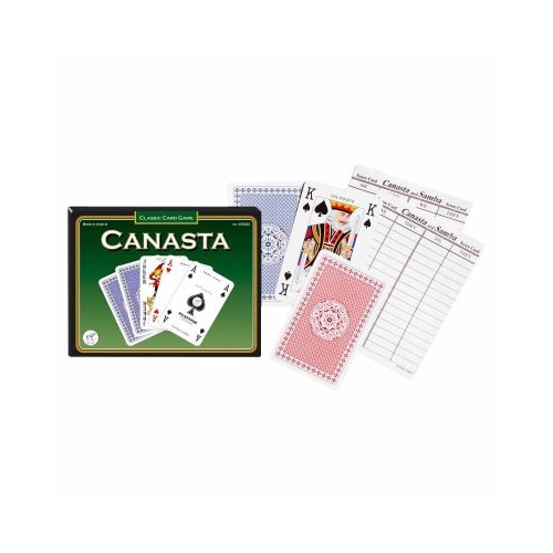Set 2 pachete carti de joc Canasta cu value points in cutie verde