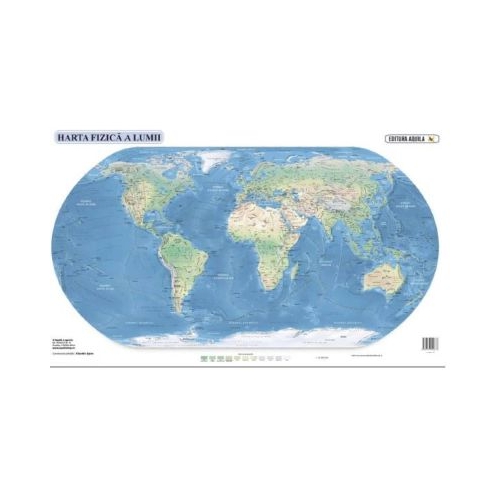 Harta lumii 70x100 cm fizico-geograficapolitica