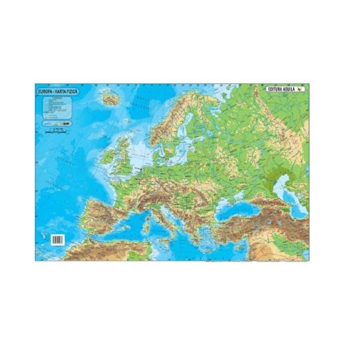 Harta Europa 50x70 cm fizico-geograficapolitica