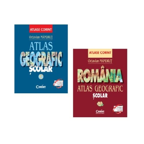 Pachet Atlas geografic scolar General si Atlas geografic scolar Romania - Octavian Mandrut