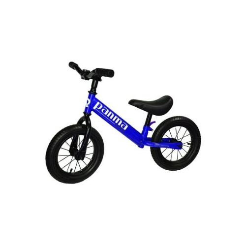 Bicicleta din metal albastra fara pedale roti cauciuc