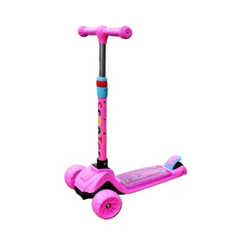 Trotineta cu roti silicon muzica led roz