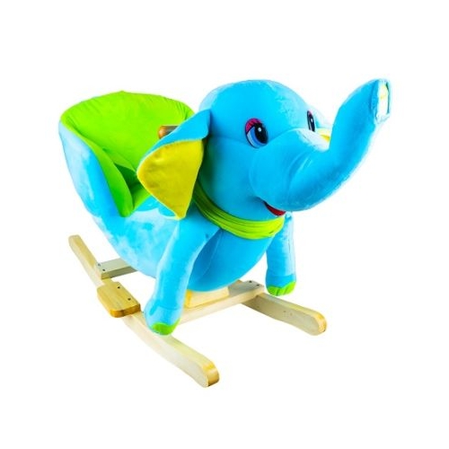 Elefant Balansoar pentru bebelusi lemn  plus albastru 60x34x45 cm