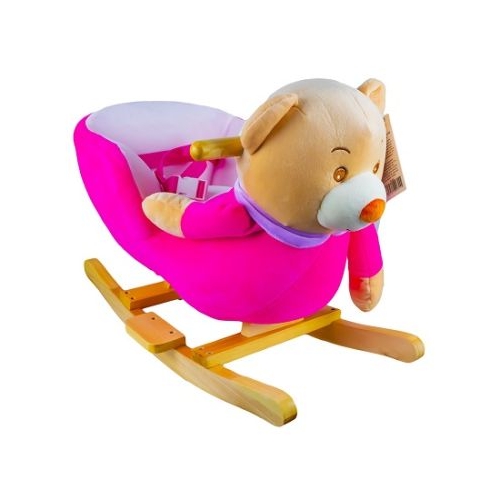 Balansoar pentru bebelusi Ursulet lemn  plus roz 60x34x45 cm