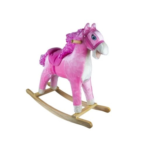 Calut balansoar lemn  plus roz 78x28x68 cm