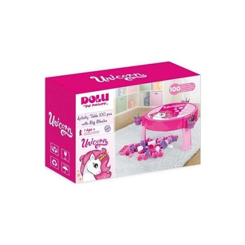 Masuta Activitati Roz Unicorn  100 Cuburi Jumbo
