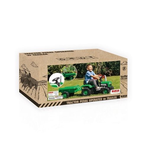 Tractor cu pedale si Remorca verde 53x143x45 cm