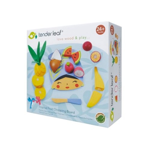 Tabla de tocat cu fructe tropicale din lemn premium