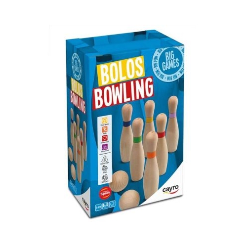 Joc din lemn bowling cu 6 popice 2 bile si un sac de transportat Cayro