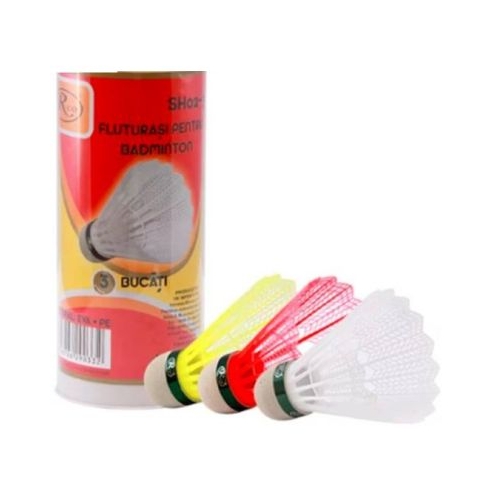 Set 3 fluturasi badminton plastic cu cap pluta multicolor RCO