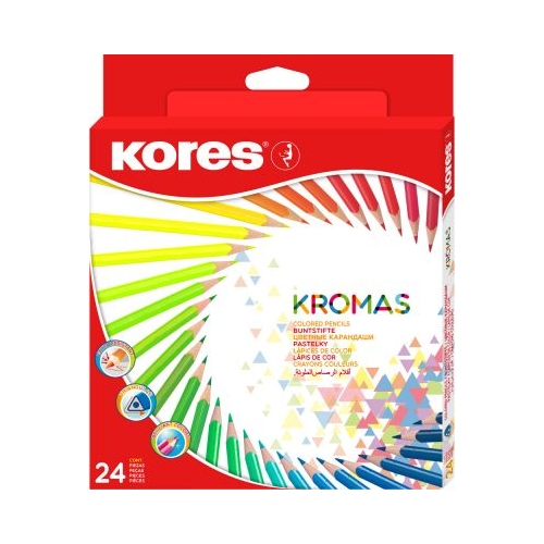 Creioane colorate Kores Kromas triunghiulare 3 mm 24 culori/cutie KS100315