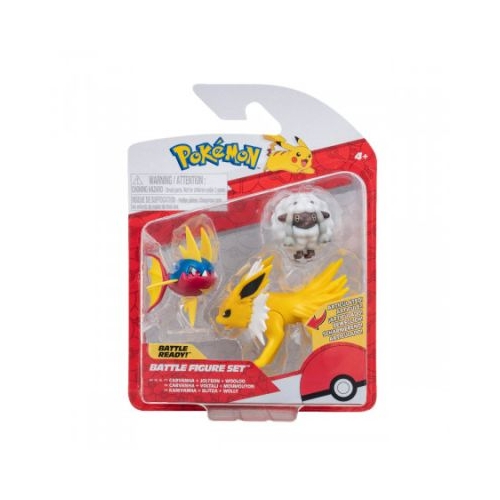 Set 3 figurine de actiune Wooloo Carvanha Jolteon