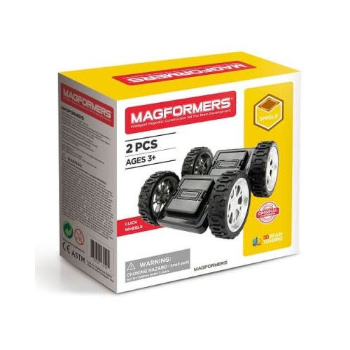 Joc magnetic de construcie Click Wheel Set Accesorii cu Roti 2 piese Magformers