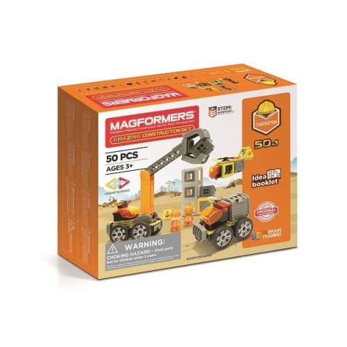 Joc magnetic de constructie Amazing Construction Set Utilaje de constructii 50 piese Magformers