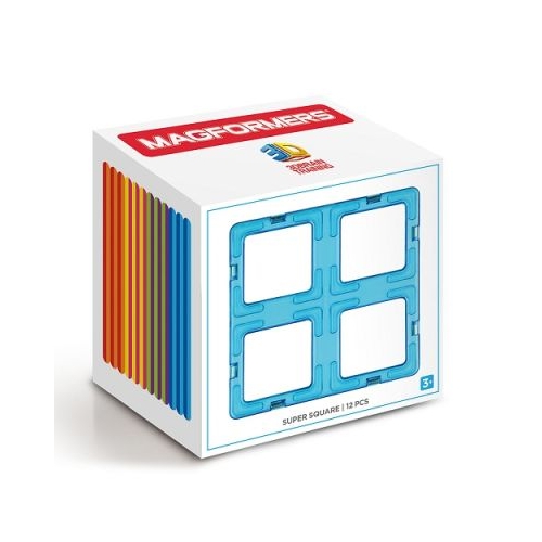 Joc magnetic de constructie Super Square Set 12 piese in forma de patrat Magformers