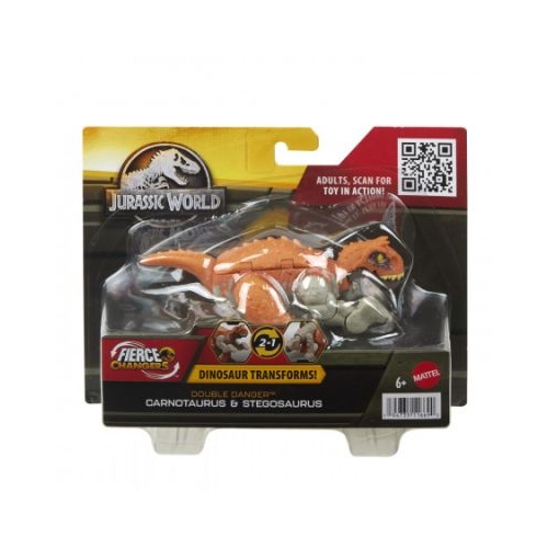 Dinozaur transformabil Carnotaurus si Stegosaurus Jurassic World Fierce changers Double Danger