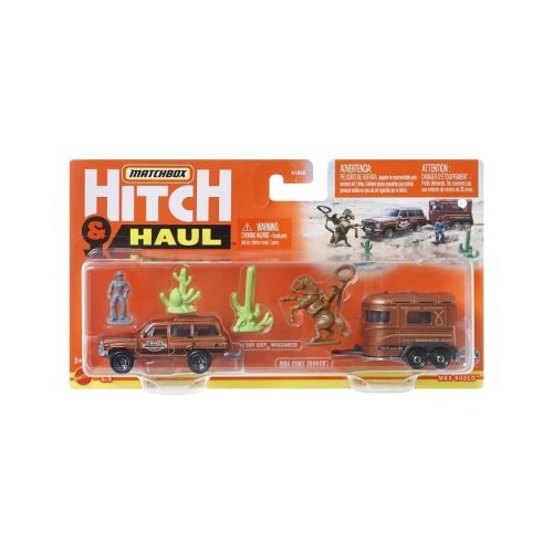 Set 2 vehicule scara 1 64 Matchbox HitchampHaul Rodeo 1988 Jeep Wagoneer Pony trailer