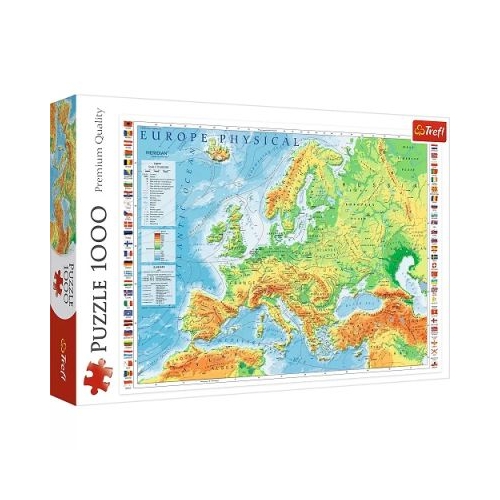 Puzzle 1000 Harta fizica a Europei Trefl
