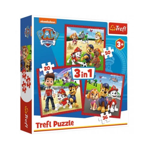 Puzzle 3-in-1 Patrula Catelusilor Catelusii fericiti Trefl