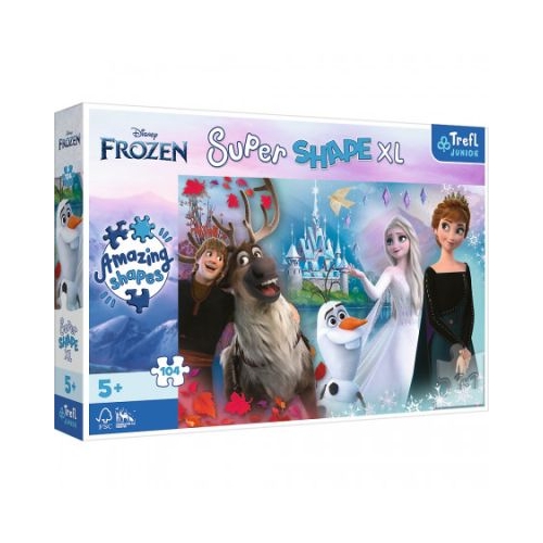 Puzzle Primo Super shape XXL 104 Disney Frozen. Lumea Annei si a Elsei Trefl