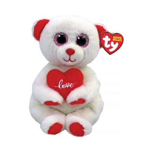 Plus 15 cm Beanie Bellies Desi Urs alb cu inimioara Ty