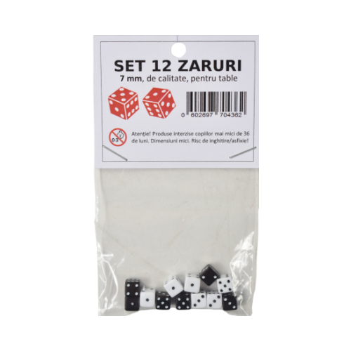 Zaruri albe  negre 7 mm 12 buc.set