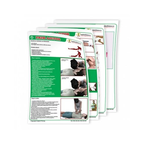 Set planse prim ajutor pentru scolile de soferi 50 x 70 cm