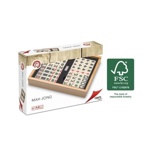 Joc Mah Jong cu cutie de lemn zaruri si 144 de pietre Cayro
